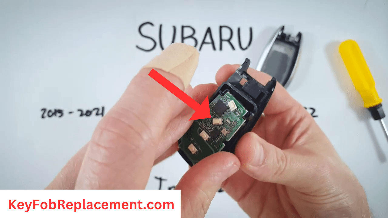 Reattach circuit board, ensure battery fits Subaru Impreza “Silver Sides” key fob